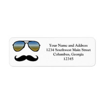 Rétros lunettes de soleil drôles avec la moustache étiquette d’adresse retour