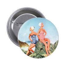 Rétros maillots de bain vintages de femmes et casq badge avec épingle