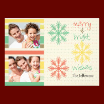 Rétros rayures et flocons de neige - photocard de  invitations