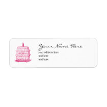 Return Address Label pink birdcage labels