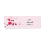 Return Address Label Pink Blossom Double Happiness