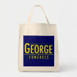 Reusable Grocery Bag or Tote with Yellow on Blue