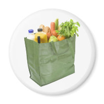 Reusable shopping bag full of groceries magnet