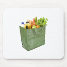 Reusable shopping bag full of groceries mouse pads