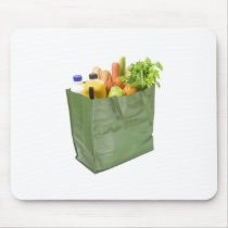 Reusable shopping bag full of groceries mouse pads