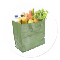 Reusable shopping bag full of groceries sticker