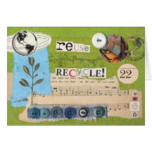 "reuse, recycle!" notecard