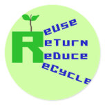 Reuse Return Reduce Recycle T-shirts and Gifts Round Stickers