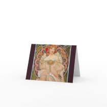 Reverie by Alphonse Mucha Note Card