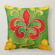 Reversible Antique Arts and Crafts Tile Pillow