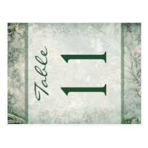 Reversible Green and Ivory Floral Table Number Postcard