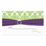 Reversible Lime and Purple Damask Placecards Business Card Templates