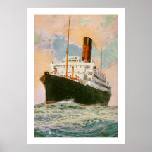 Revêtement Ascania de Cunard en mer Affiche