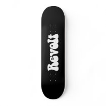 Revolt - White on Black Skateboard