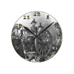 Revolutionary War Cannon - Molly Pitcher Round Wall Clocks
