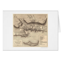 Revolutionary War Newport Map - 1777 Greeting Cards