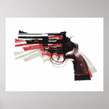 Revolver Pistol Gun on White Posters