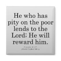 Rewarded for Service Proverbs 19-17 Fridge Magnets