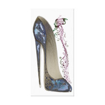 Rhapsody in Blue Stiletto Shoe Art Canvas Print