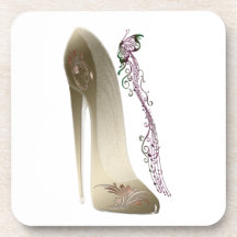 Rhapsody in Gold Stiletto Shoe Art Coaster