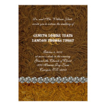 Rhinestone Cowboy Brown Leather Wedding Invitation