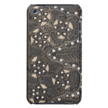 Rhinestone Studded tooled Leather iPod Touch Case-Mate Case