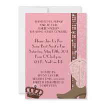 RHINESTONES, FRINGE & PINK 2 COWGIRLS Invitation