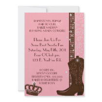 RHINESTONES, FRINGE & PINK COWGIRLS Invitation