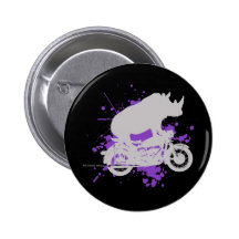 Rhino Biker Pinback Buttons