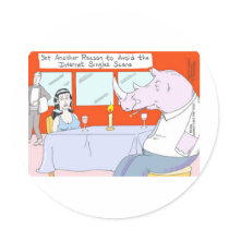 Rhino Blind Date Funny Tees Mugs & Gifts Round Stickers
