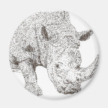 Rhino Pointillism Fridge Magnets