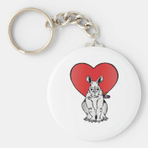 Rhino with Valentine's day heart Key Chain