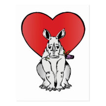 Rhino with Valentine's day heart Post Card
