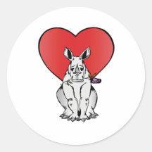 Rhino with Valentine's day heart Stickers