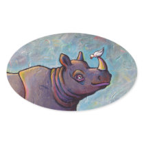 Rhinoceros art little bird gossip fun painting