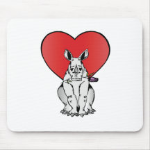 Rhinocéros avec le coeur de Saint-Valentin Tapis De Souris