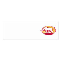 Rhinoceros Charging Side Retro Business Card Templates
