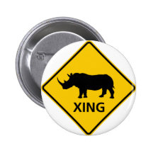 Rhinoceros Crossing Highway Sign Pin
