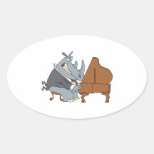rhinocéros idiot jouant la bande dessinée de piani autocollants