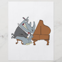 rhinocéros idiot jouant la bande dessinée de piani prospectus avec motif