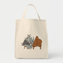 rhinocéros idiot jouant la bande dessinée de piani sac fourre-tout