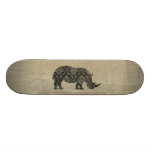 Rhinoceroses Damask Silhouette Skateboard