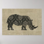 Rhinoceroses Silhouette Art Poster