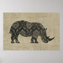 Rhinoceroses Silhouette Art Poster