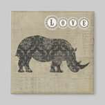 Rhinoceroses Silhouette Love Magnet magnets