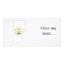 Rhode Island Flag Map Photo Greeting Card