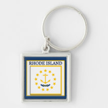 Rhode Island State Flag Design Premium Keychain