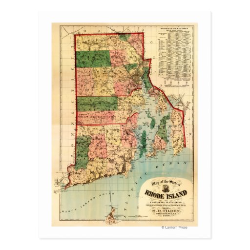 Rhode IslandPanoramic MapRhode Island Post Card