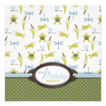 Ribbit Birthday Invitation Square 2