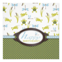 Ribbit Birthday Square Custom Announcement